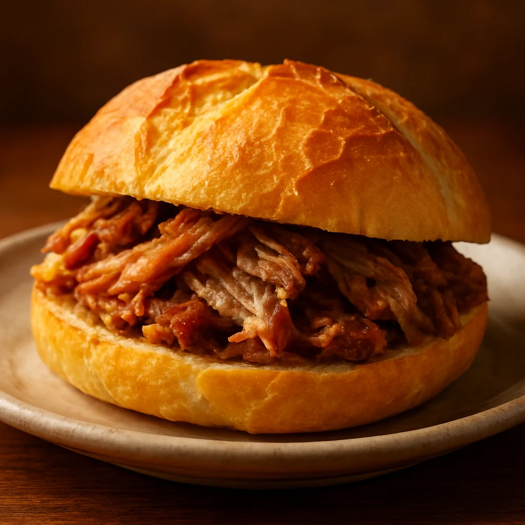 Sanduíche de pernil brasileiro com pão crocante
