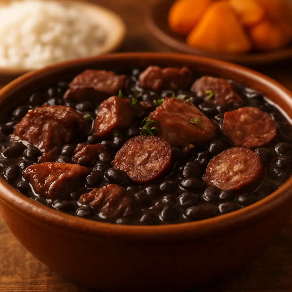 Feijoada brasileira tradicional com feijão preto
